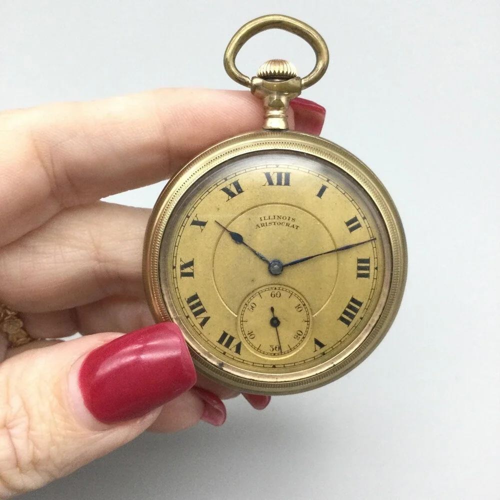 1921 Illinois Aristocrat Grade 405 Pocket Watch Men 47mm Gold Filled Manual Wind